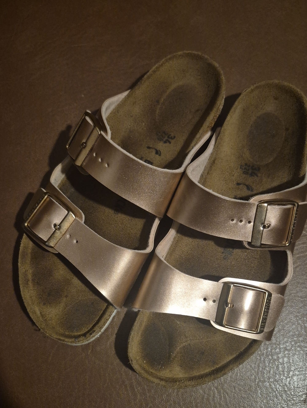 Birkenstock Arizona Metallic Rose Gold Sandals